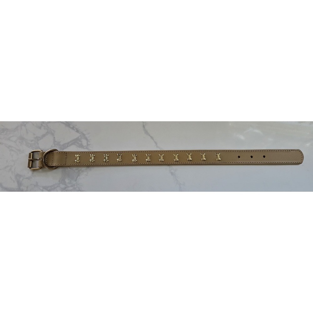 Dog Puppy Lux Gold Metal Bone Collar Beige 21‎ In New Without Tag